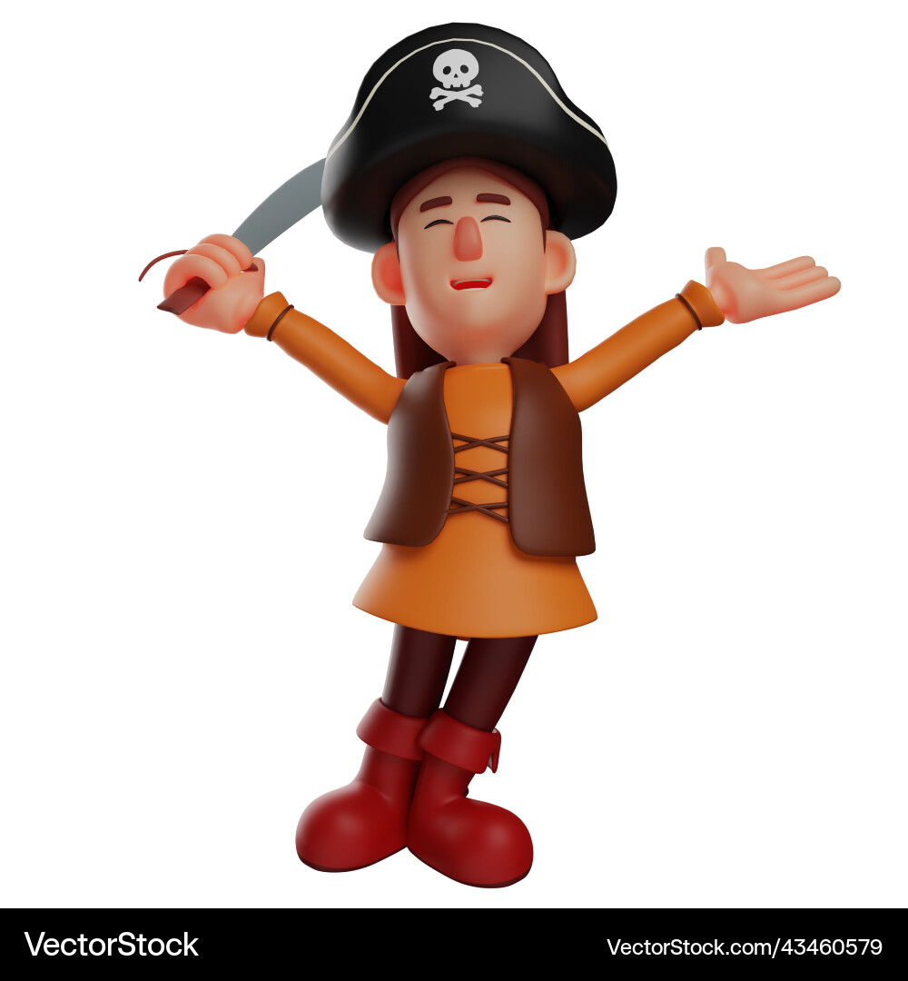 Adorable cute 3d pirate picture with happy Adorable cute 3d pirate picture with happy vector image