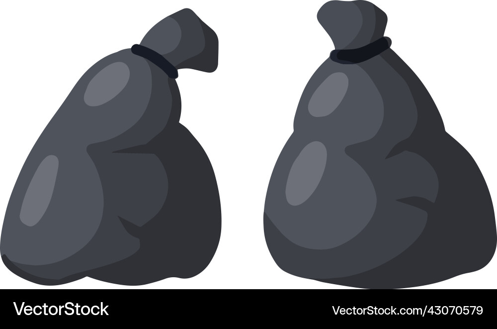 Black trash bag and set of objects Vector Image