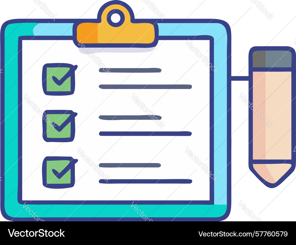 Clipboard with checked list and pencil icon vector image