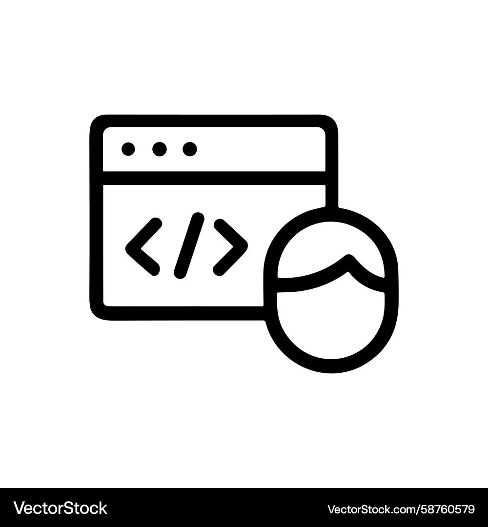 Code Developer Icon - Line Art Vector Image