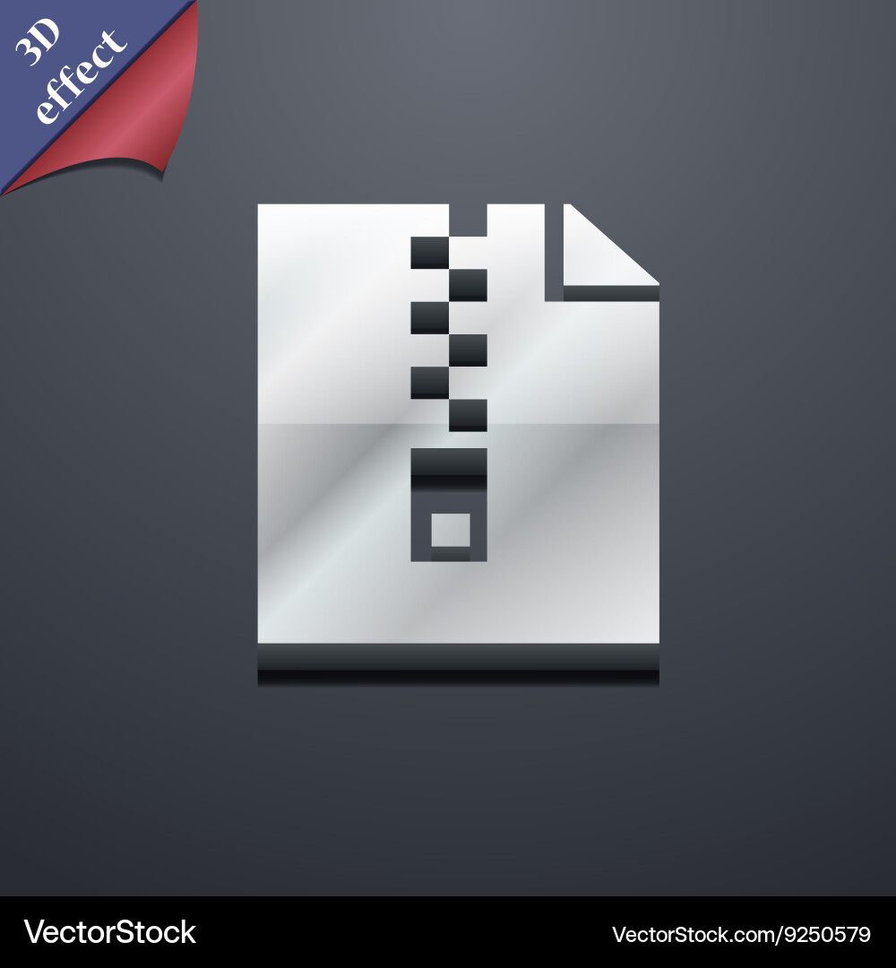 Computer zip folder archive icon symbol 3d style vector image