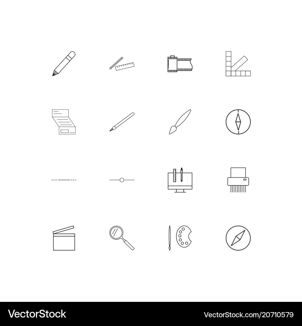 Creative process and design simple linear icons vector image