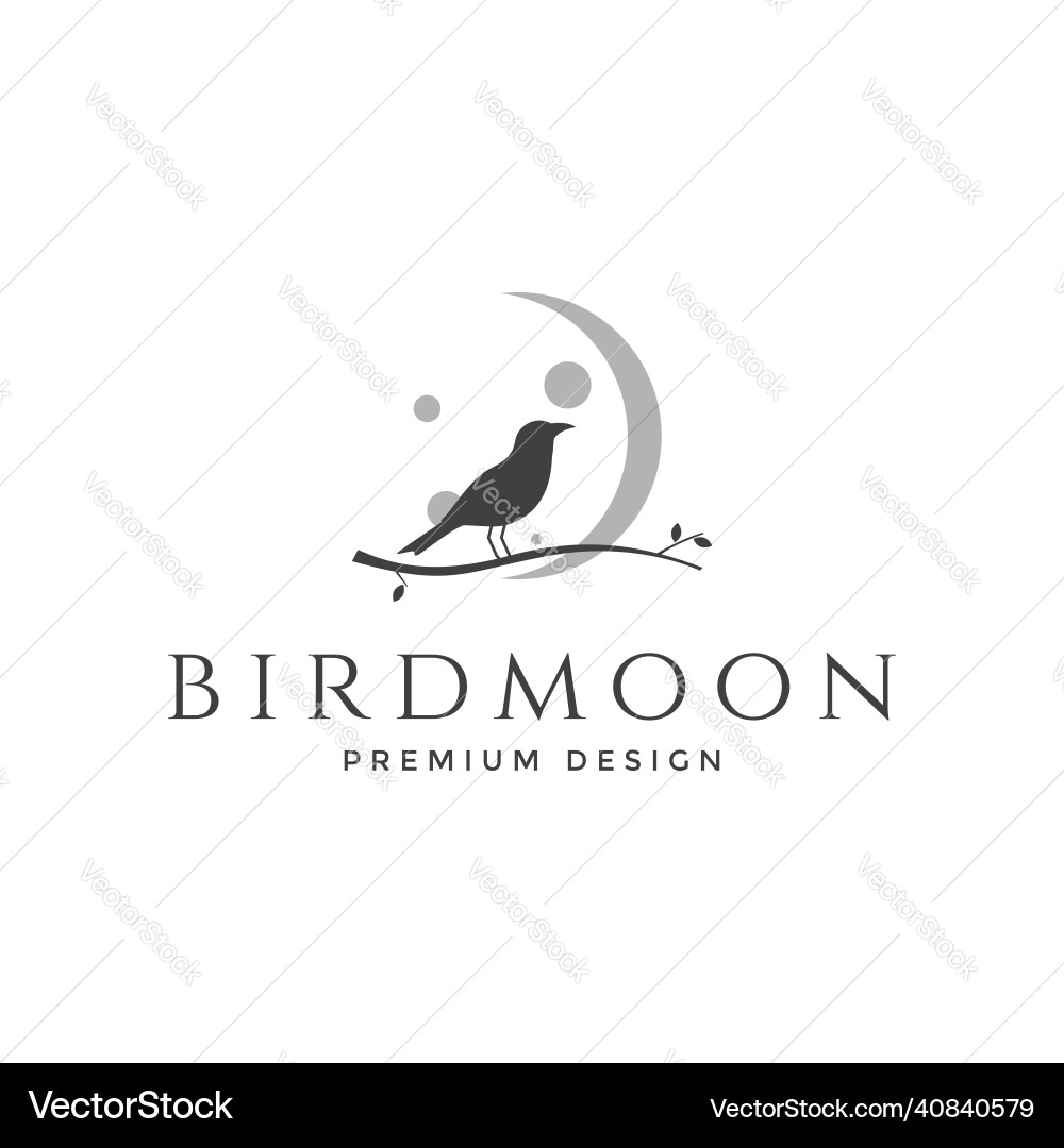 Crescent Moon Bird Logo Vector Image