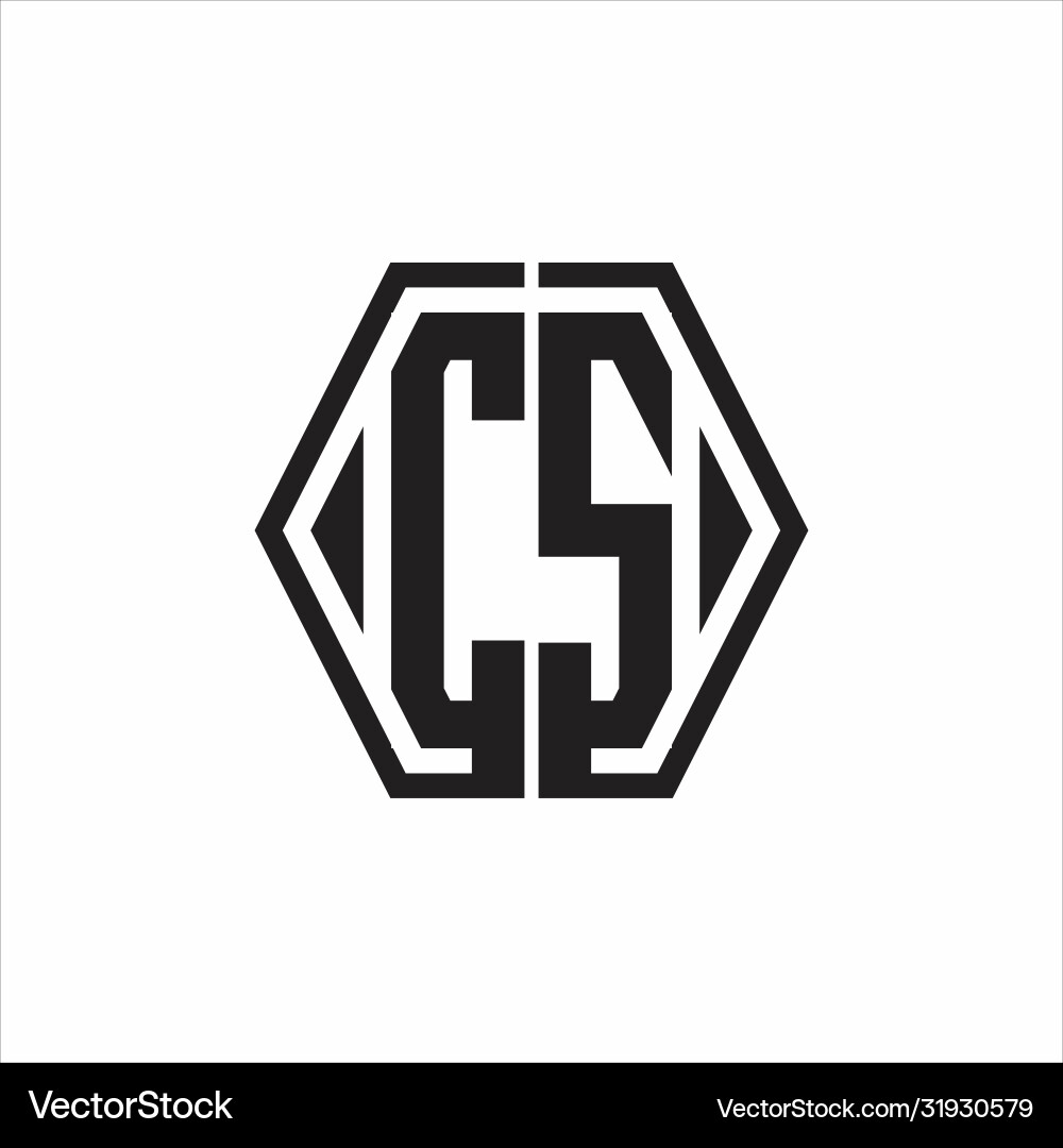Cs logo monogram with hexagon line rounded design vector image