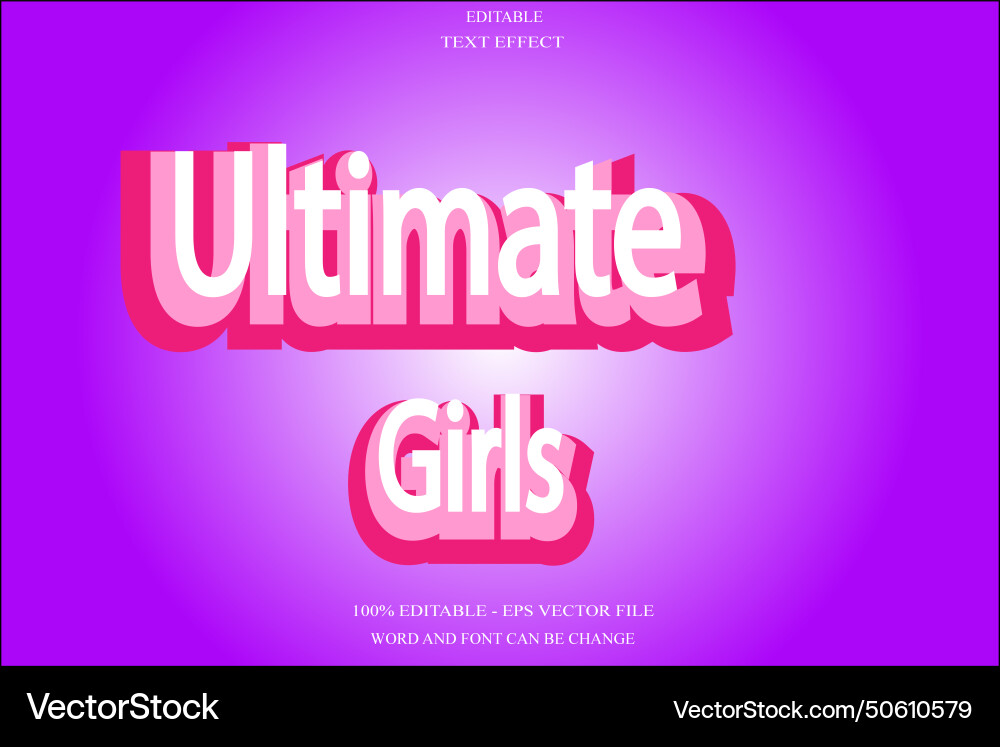 Editable text effect emboss style vector image