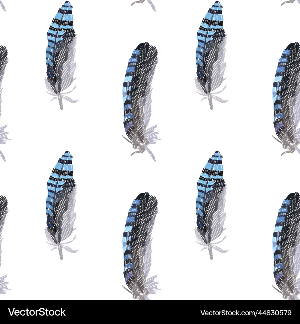 Feathers on a white background seamless pattern Feathers on a white background seamless pattern Vector Image
