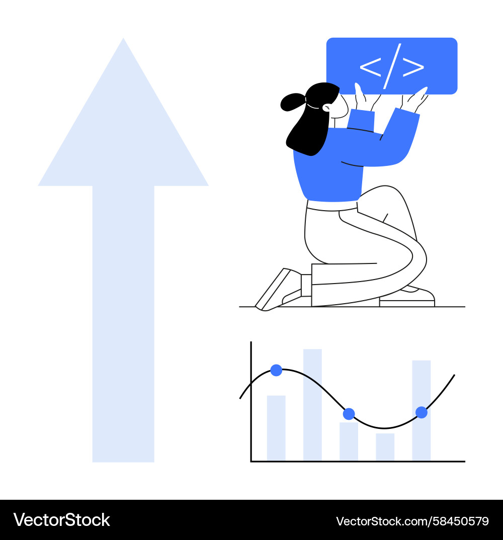 Female Coder Growth Chart Vector Image