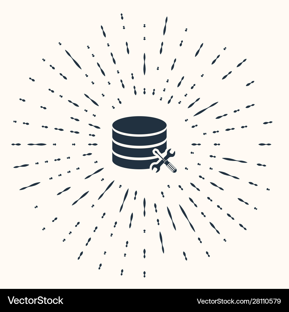 Grey database server with screwdriver and wrench Vector Image