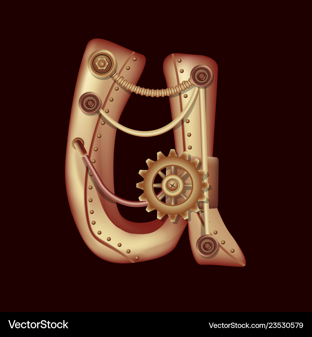 Letter u of mechanic alphabet steampunk font Letter u of mechanic alphabet steampunk font vector image