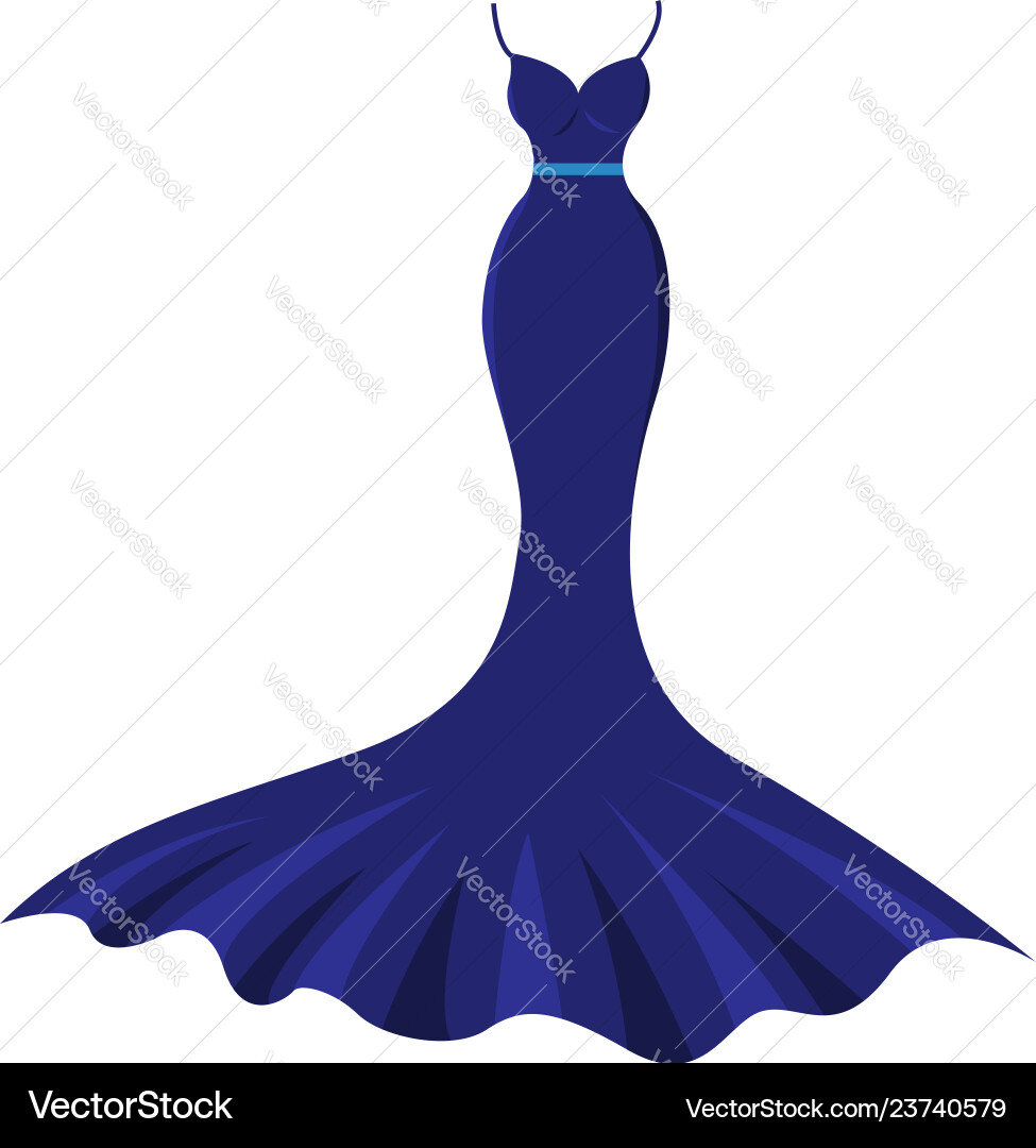 Long nice dark blue evening dress  Royalty-Free Vector | VectorStock