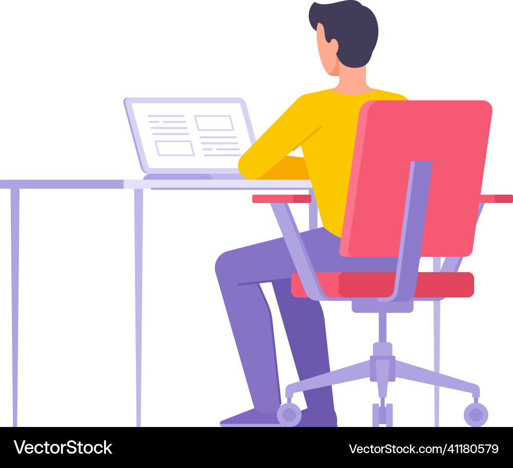 Male Programmer Working on Computer vector image