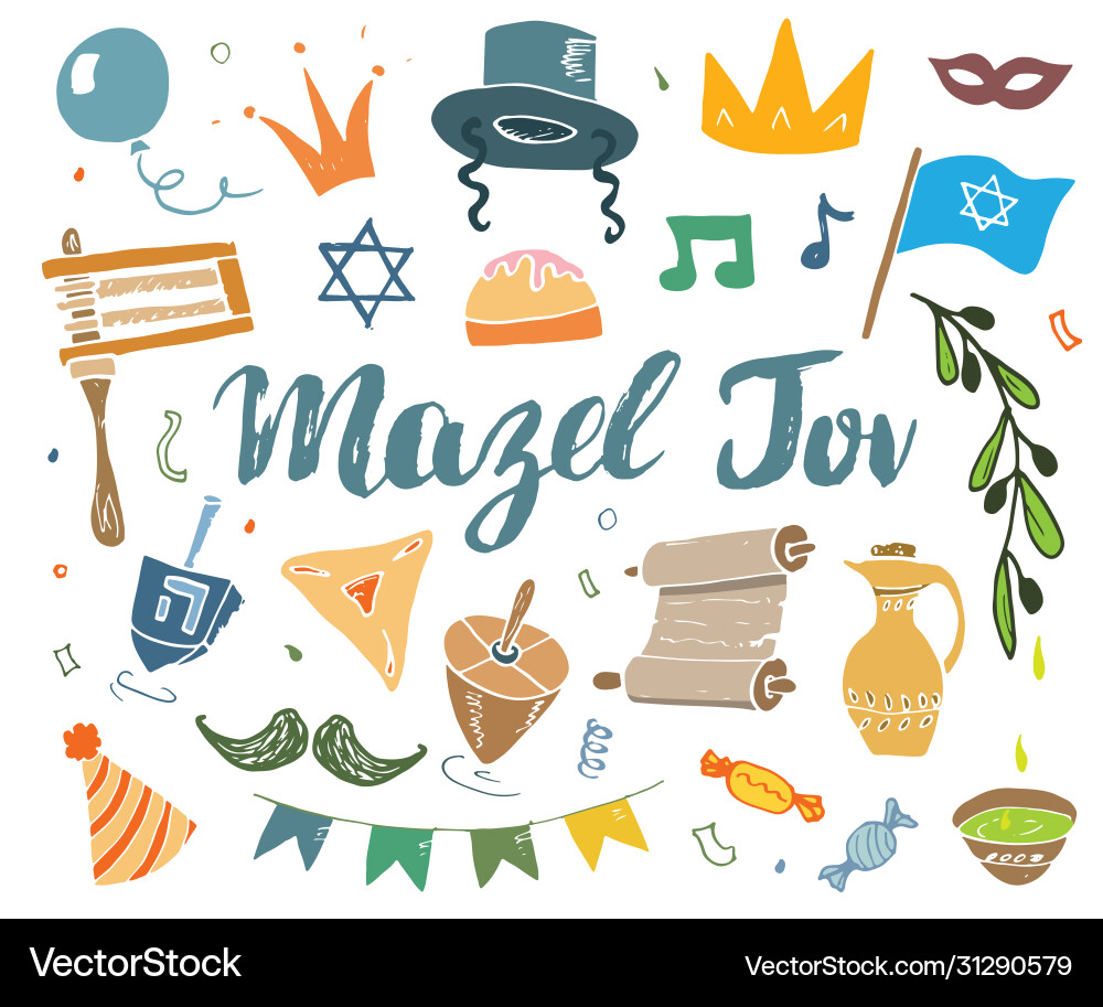 Mazel tov lettering jewish holiday hand drawn Mazel tov lettering jewish holiday hand drawn vector image