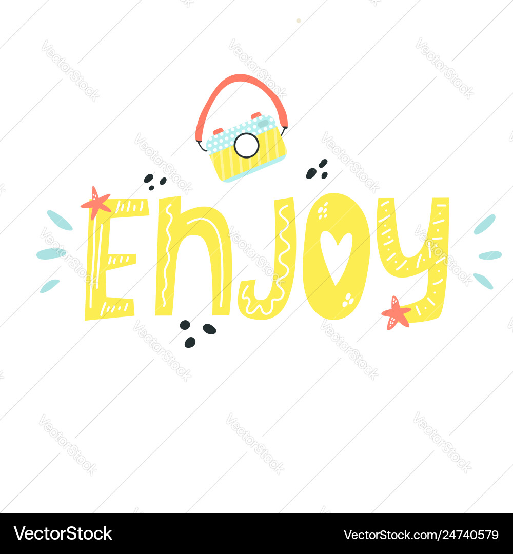Mischievous lettering text enjoy with elements Mischievous lettering text enjoy with elements vector image