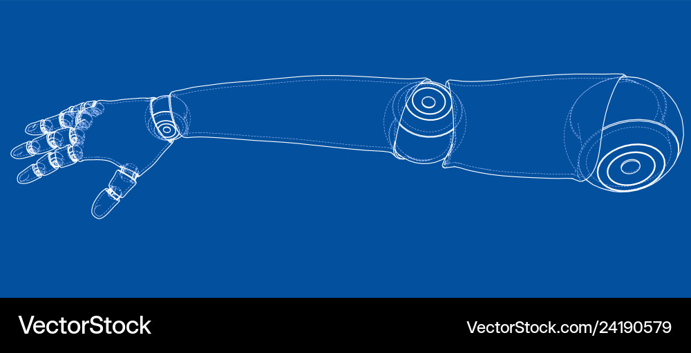 Robot hand outline rendering of 3d Robot hand outline rendering of 3d vector image