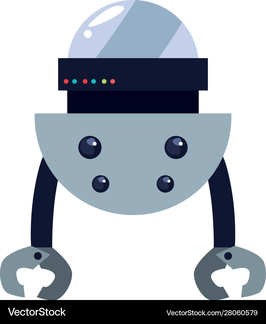 Robot with two hands flat style icon vector image