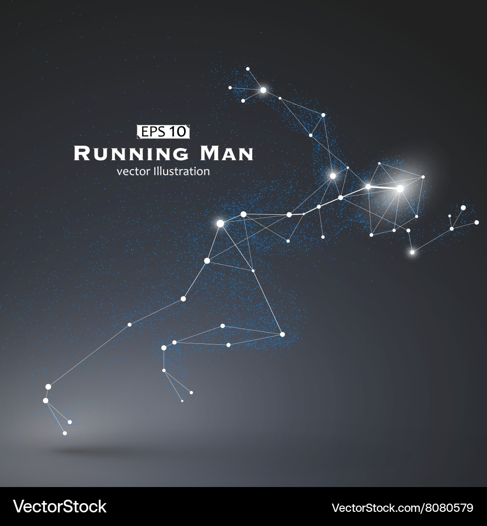 Running man dots and lines connected together vector image