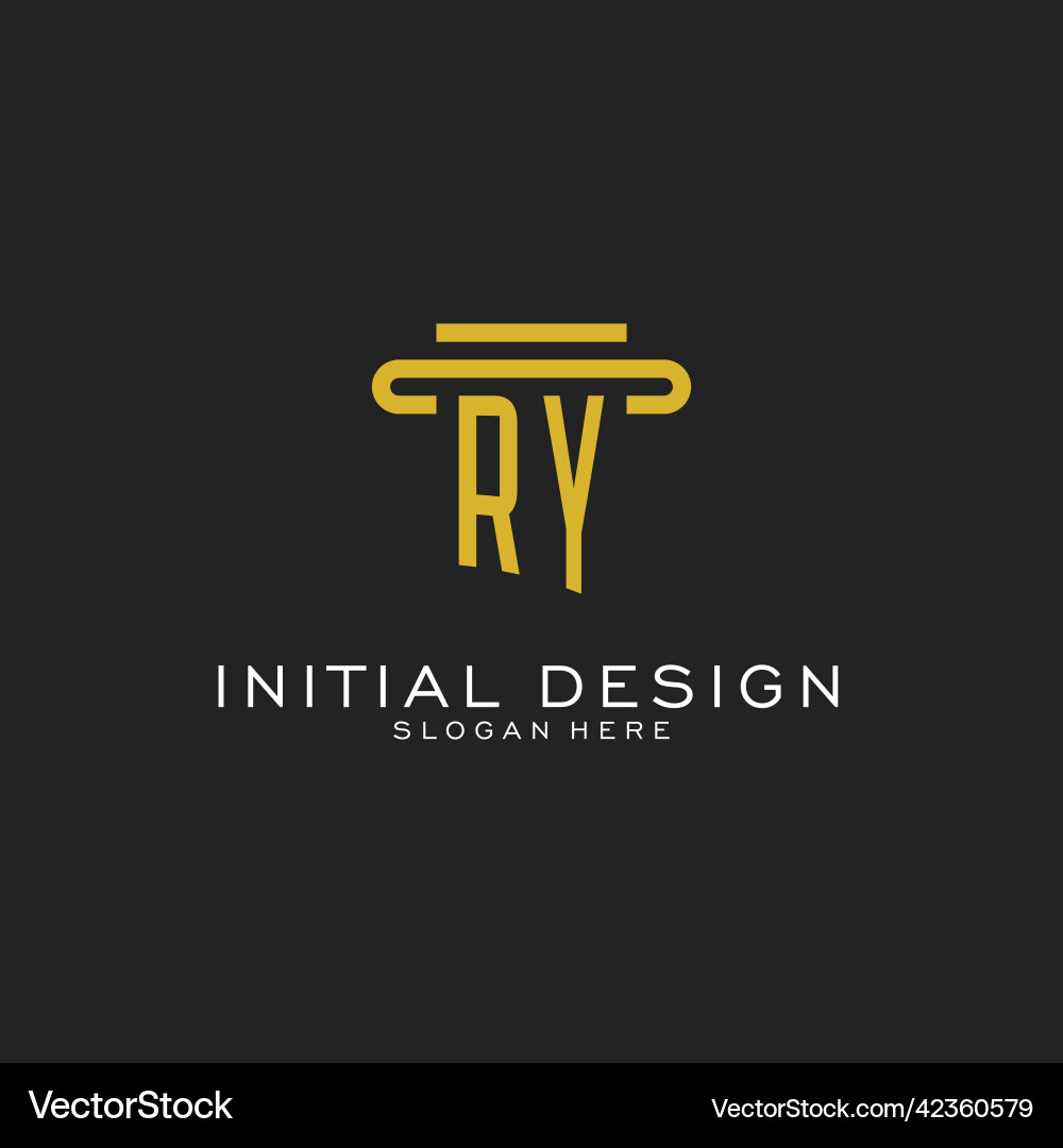 Ry initial logo with simple pillar style design Ry initial logo with simple pillar style design Vector Image