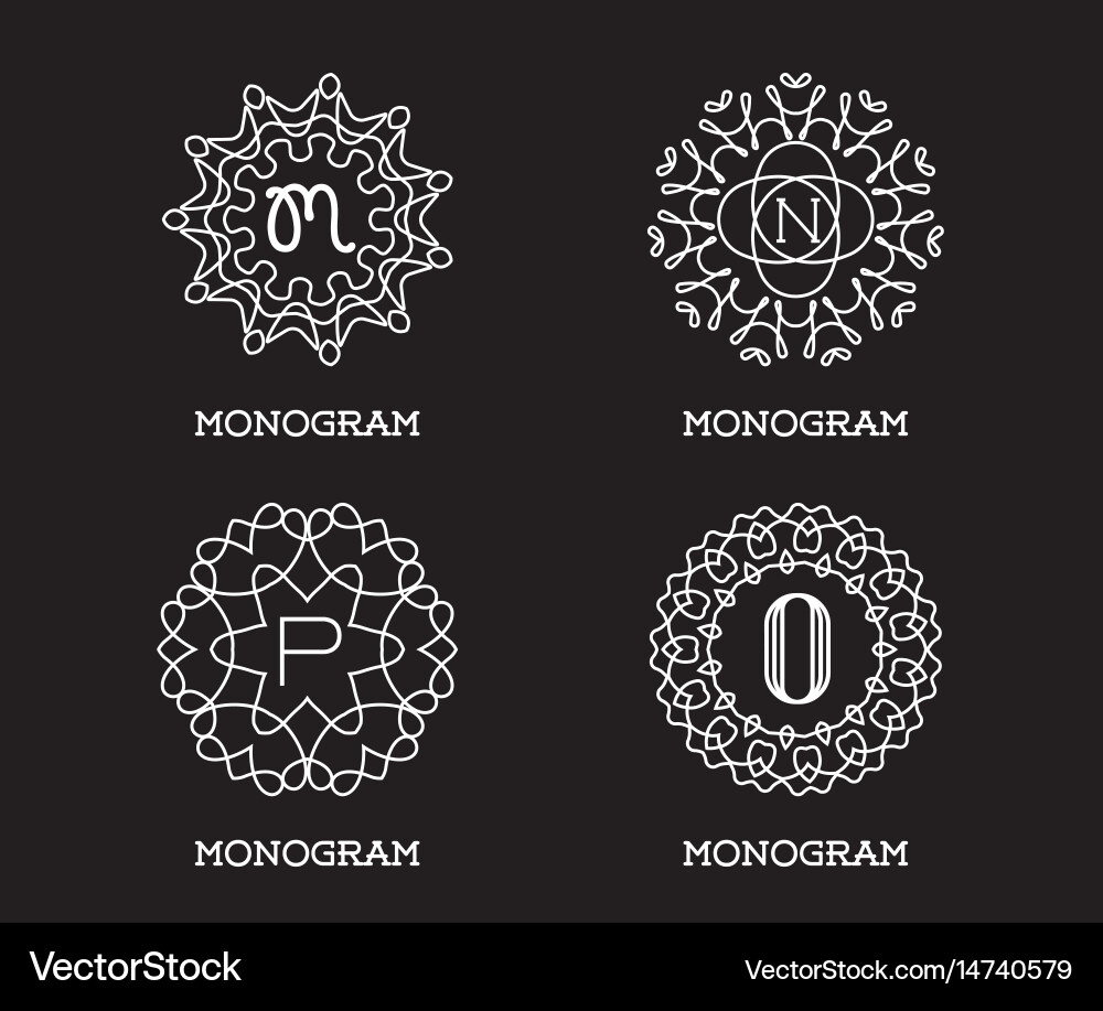 Set monogram design template letter premium Vector Image