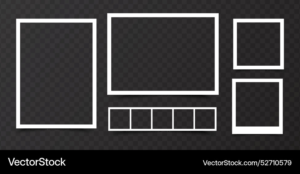 Set of empty photo frames in different shapes Vector Image