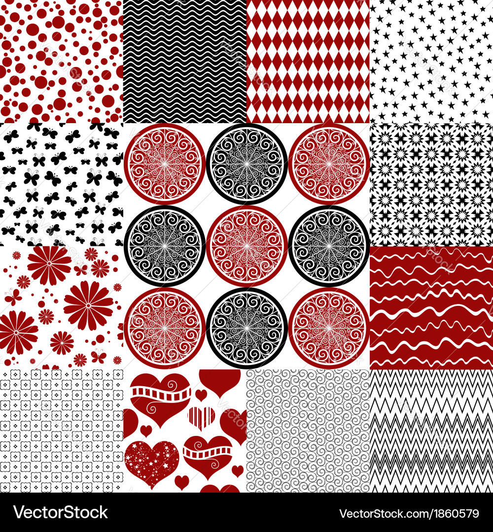 Set seamless monochrome patterns vector image
