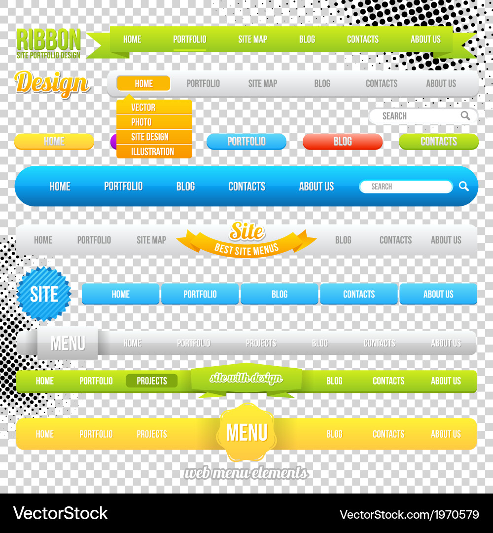 Web menu element templates vector image