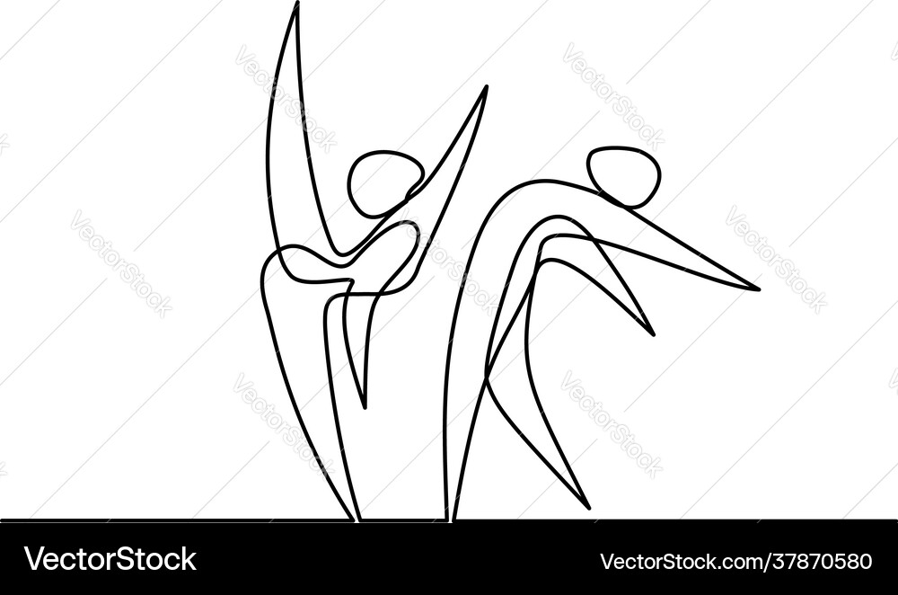 Ballett Tänzer in Bewegung eine Linie Zeichnung Ballett Tänzer in Bewegung eine Linie Zeichnung Vektorbild