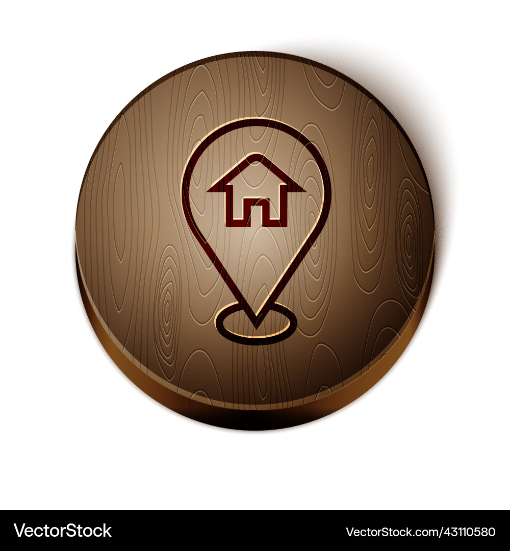 Brown line map pointer with house icon isolated Brown line map pointer with house icon isolated vector image