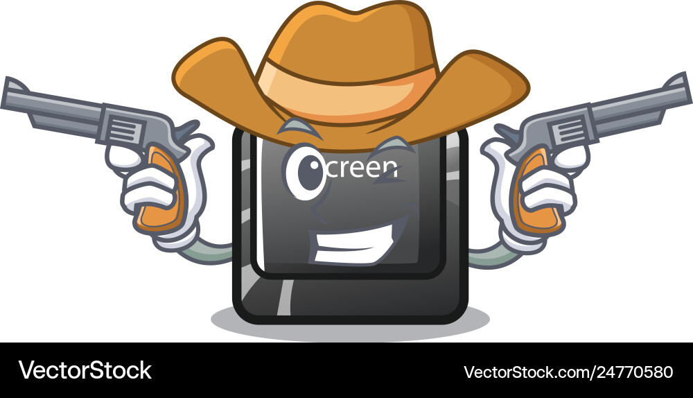 Cowboy button print screen computer character vector image