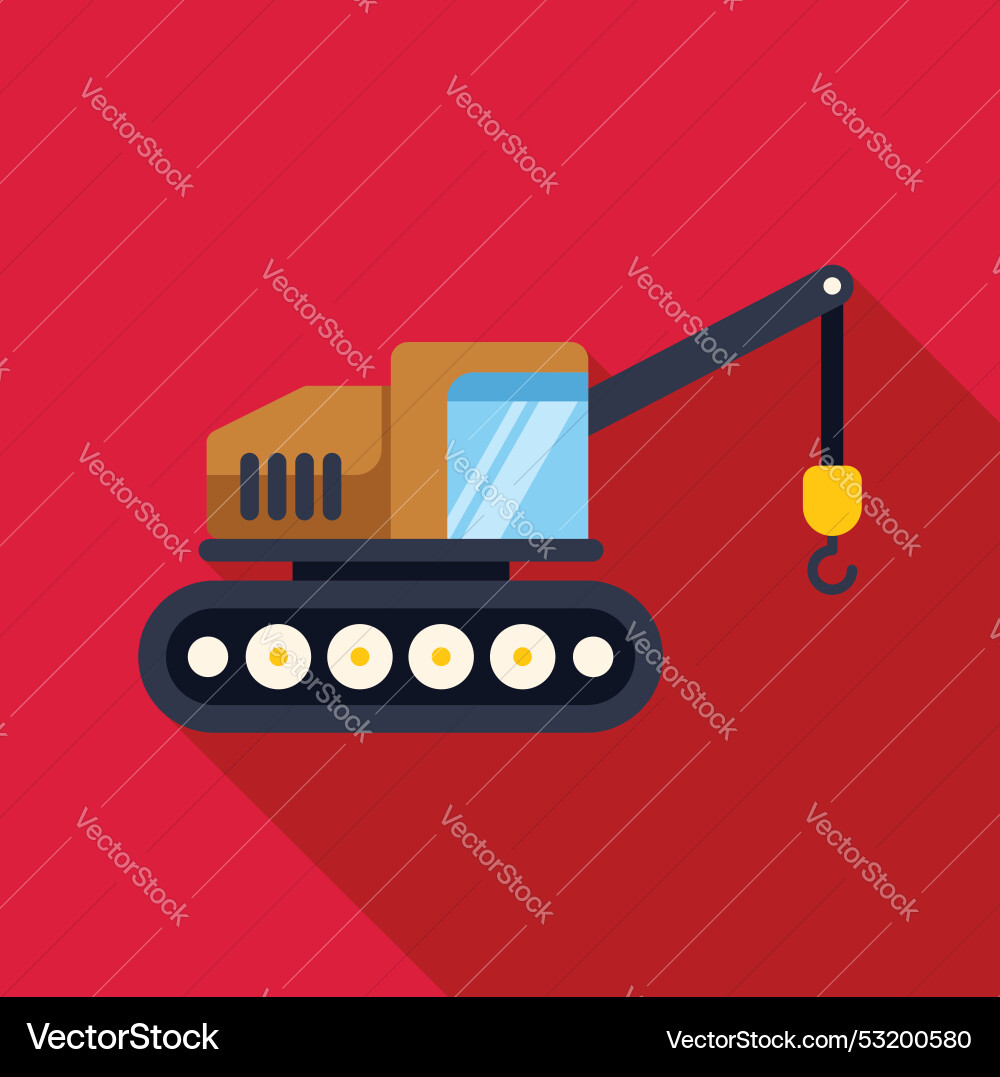 Crawler crane lifting with hook on red background Crawler crane lifting with hook on red background vector image