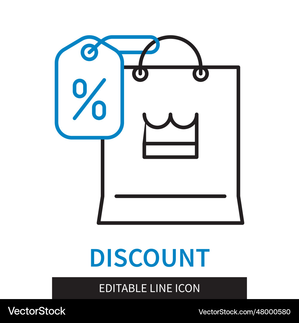 Discount man editable line icon vector image