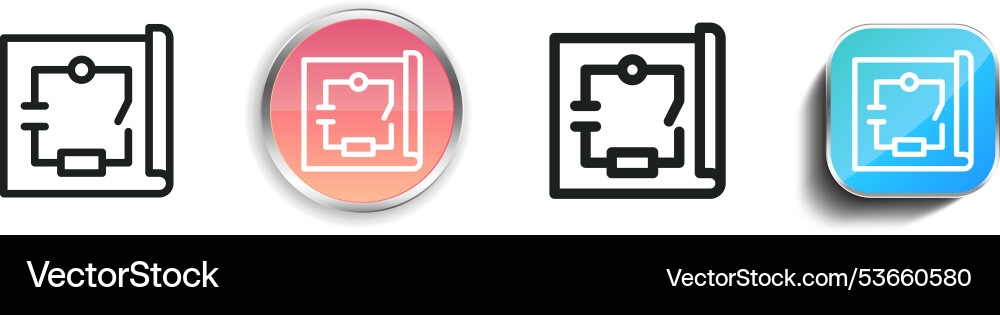 Electrical icon thin linear regular and button vector image