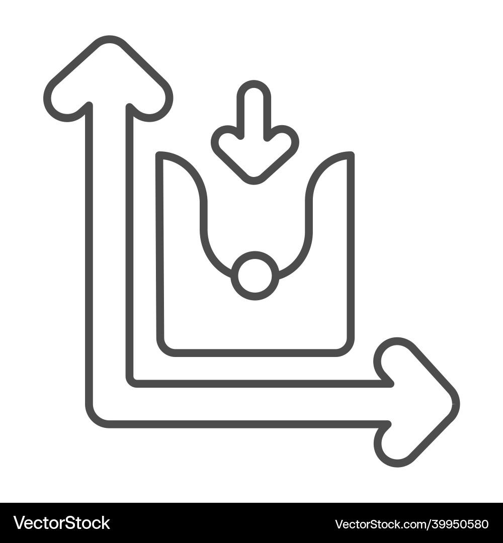 Graph with growth and decline curve arrow down Vector Image