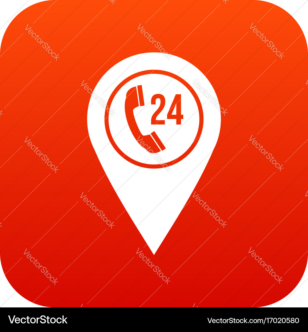 Map pointer with phone handset icon digital red vector image