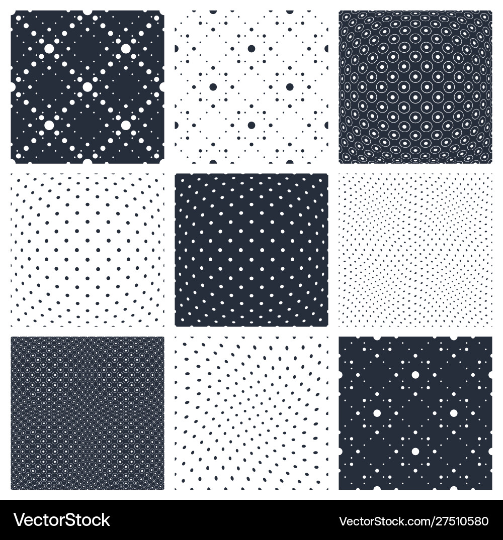 Minimal simple dotted geometric seamless patterns Minimal simple dotted geometric seamless patterns vector image