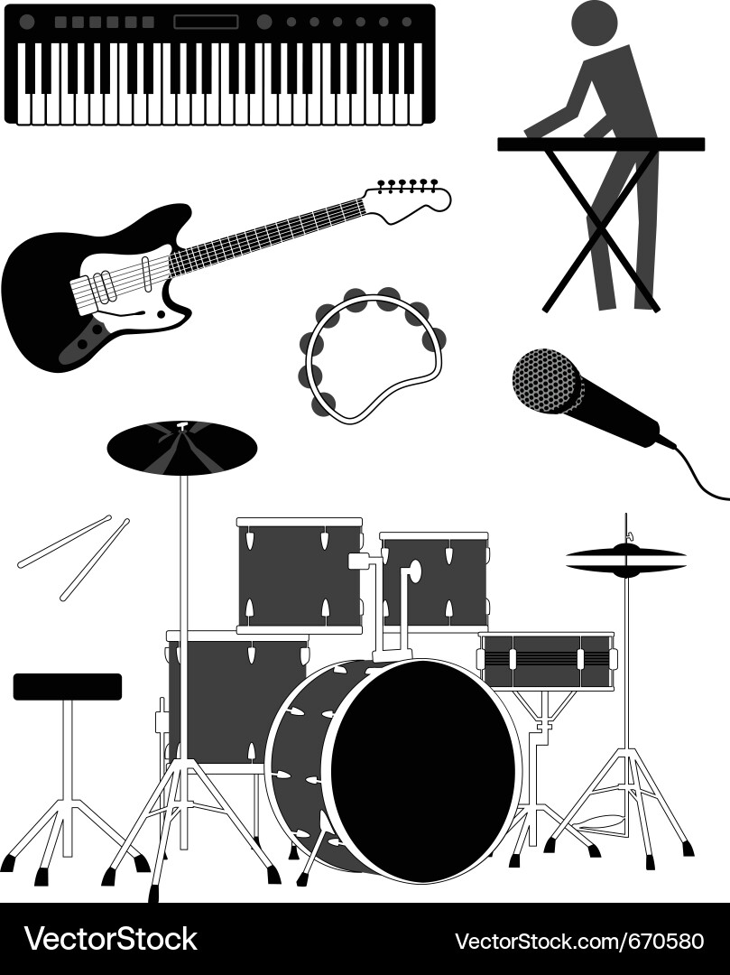 Musik Icon Set - Instrumente Vektorbild