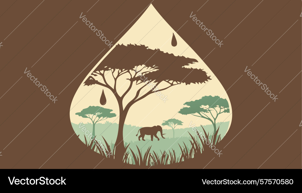 Savanna in a drop fragile ecosystem art design vector image