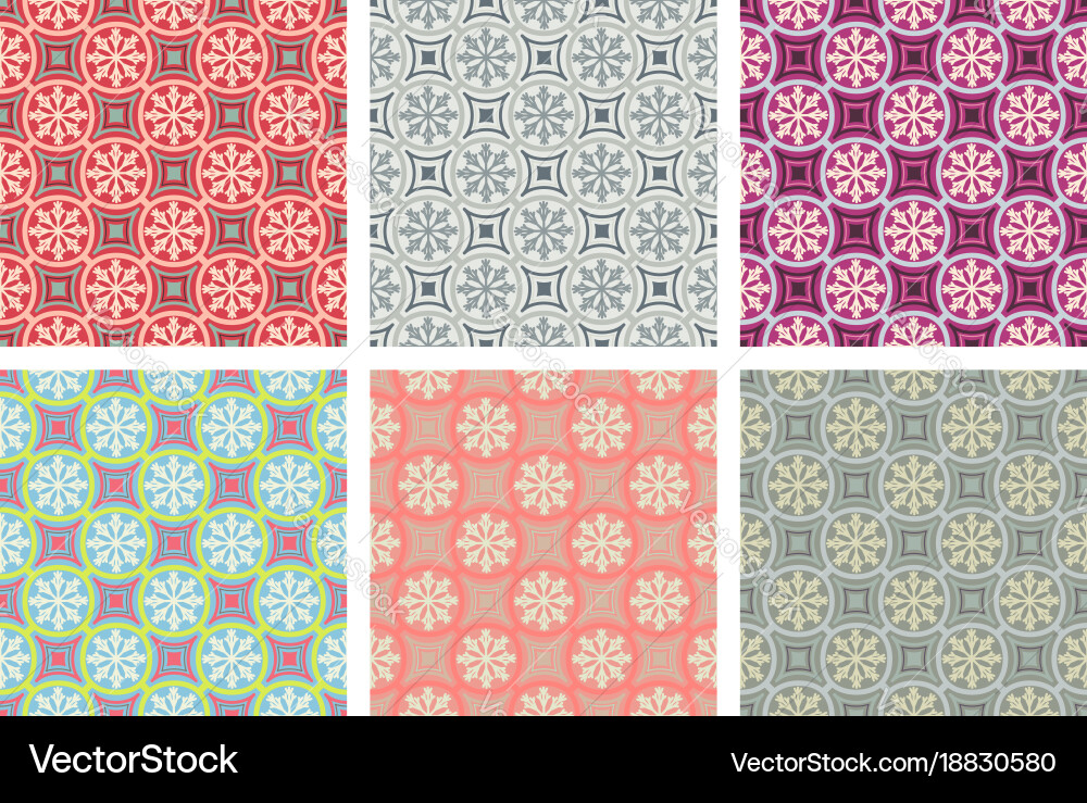 Seamless retro pattern with snowflakes set Vector Image