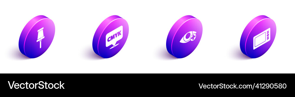Set isometric push pin speech bubble with text Set isometric push pin speech bubble with text vector image