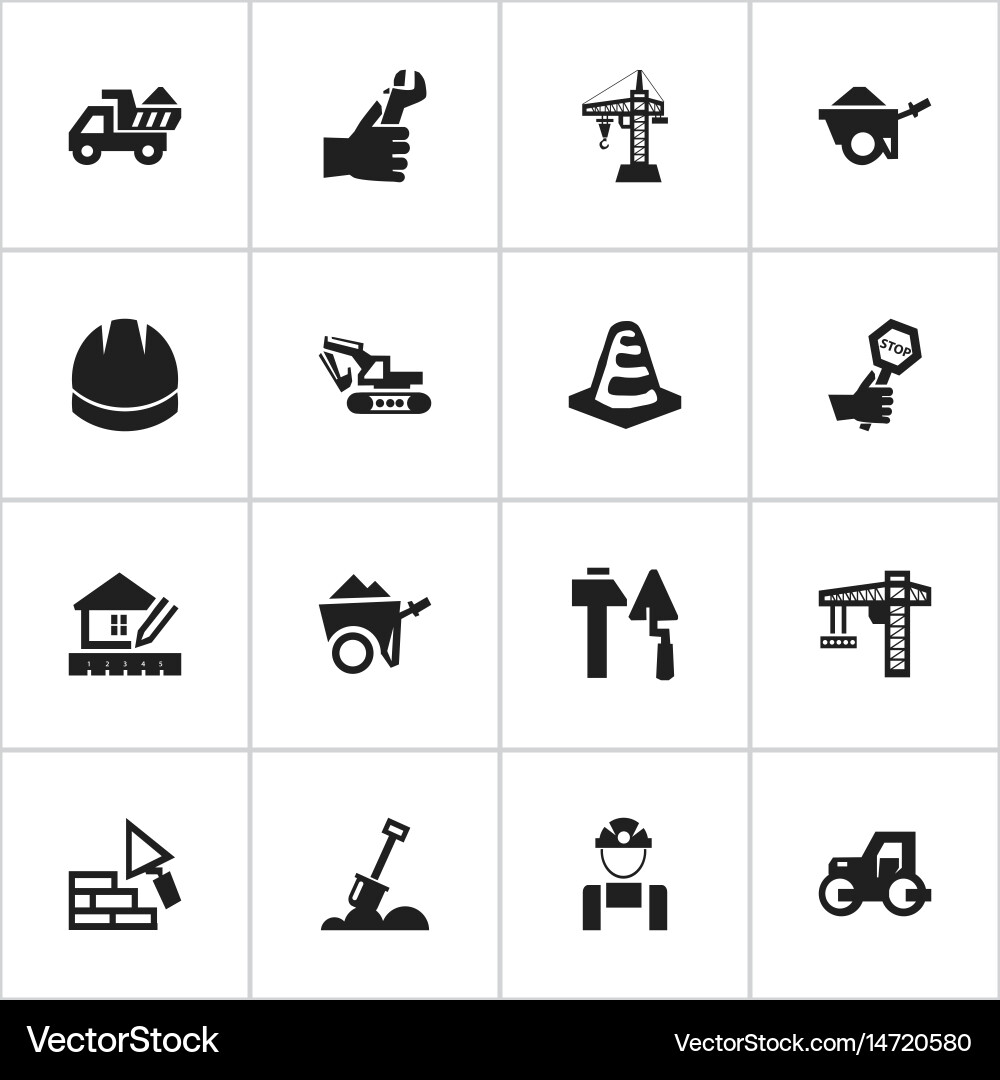Set of 16 editable building icons includes vector image