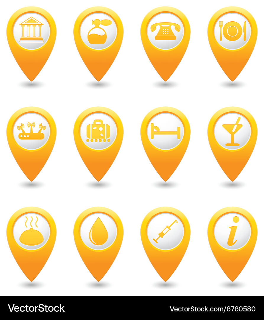Set of services and entertainment map pointer Vector Image