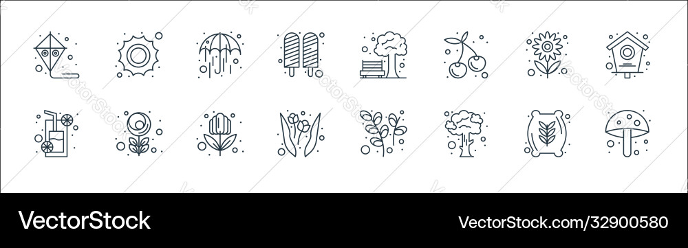 Spring line icons linear set quality Spring line icons linear set quality vector image