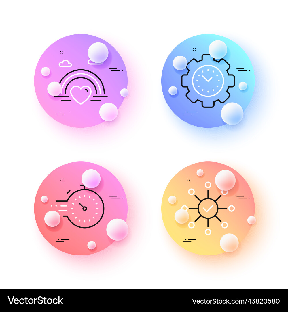 Timer survey check and lgbt minimal line icons Timer survey check and lgbt minimal line icons Vector Image