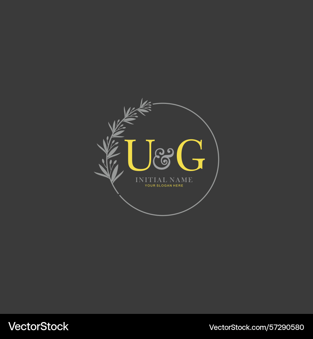 Ug initial logo templates with botanical elements Vector Image