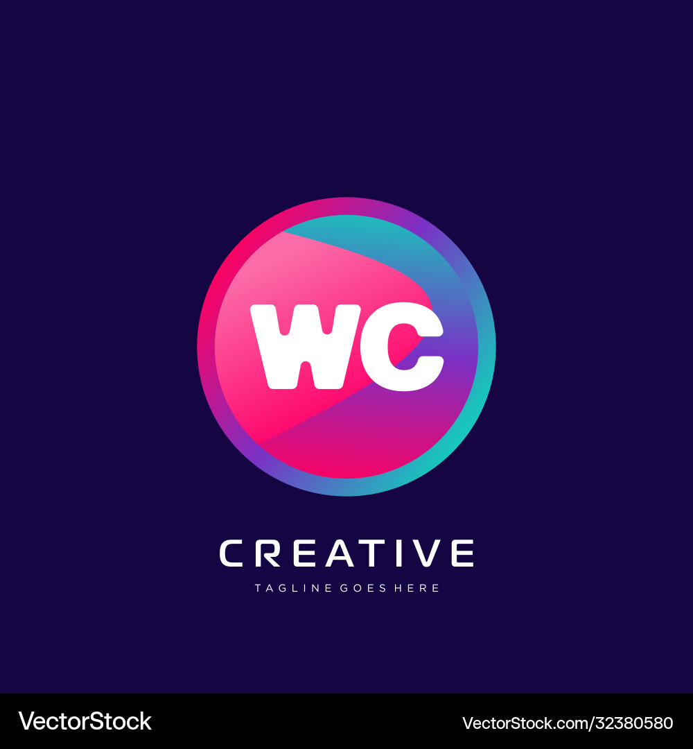 Wc initial logo with colorful template Vector Image