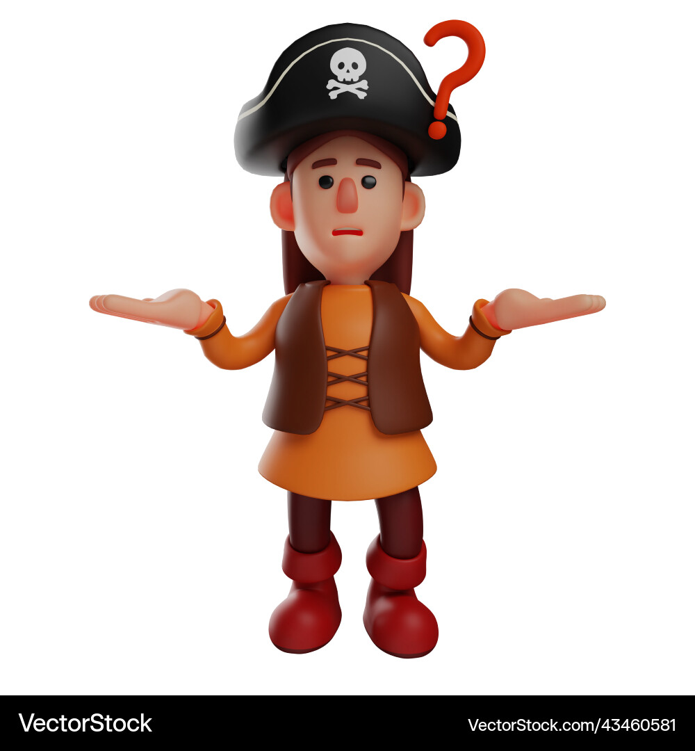 3d pirate cartoon picture showing confuse 3d pirate cartoon picture showing confuse vector image
