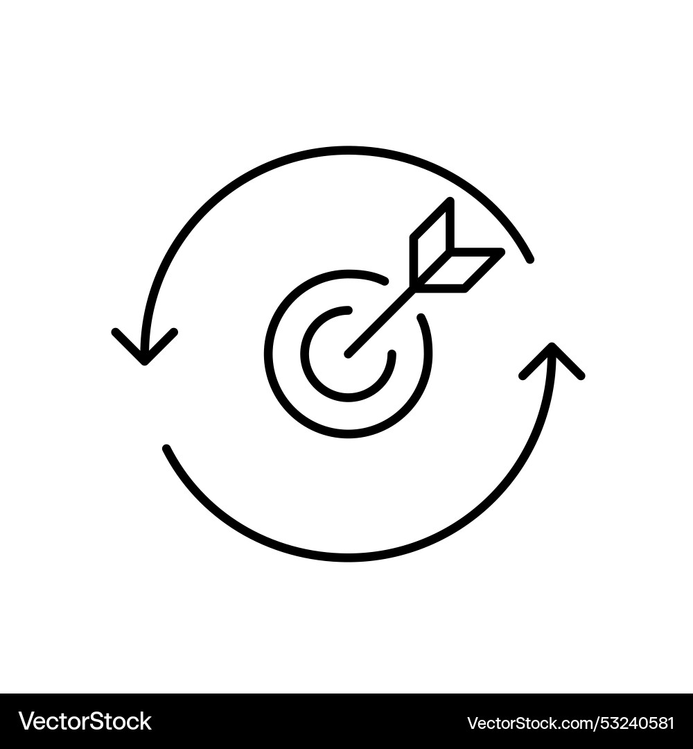 Arrow hitting target in refresh arrows Arrow hitting target in refresh arrows vector image