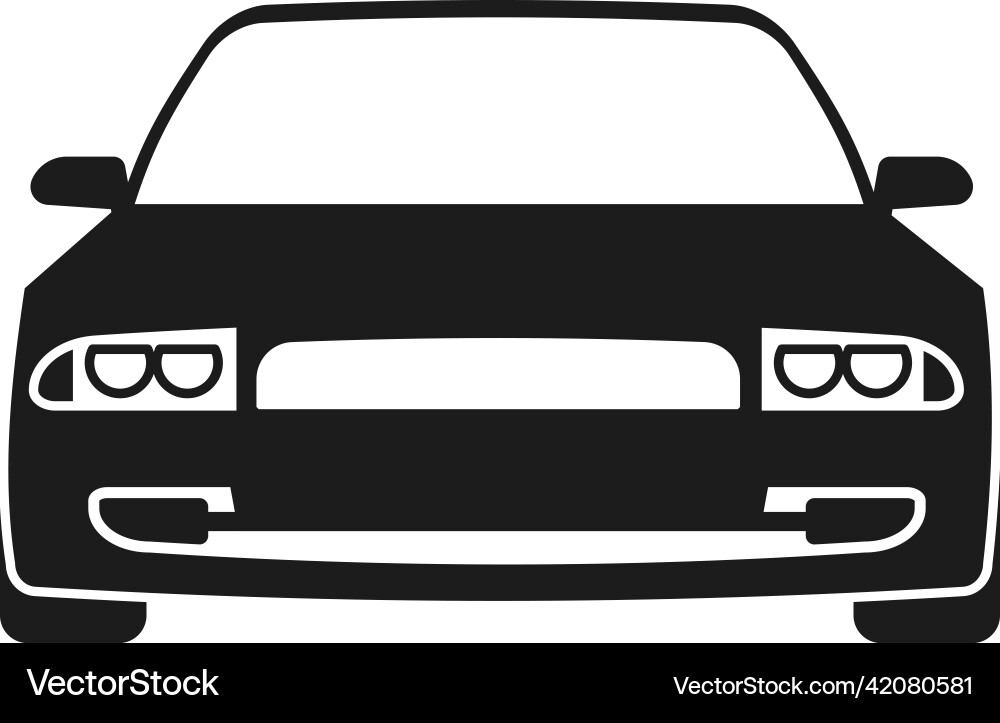 Black sedan icon urban car front view vector image