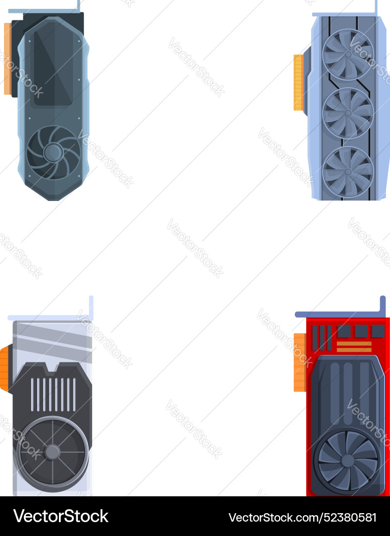 Computer part icons set cartoon Computer part icons set cartoon vector image