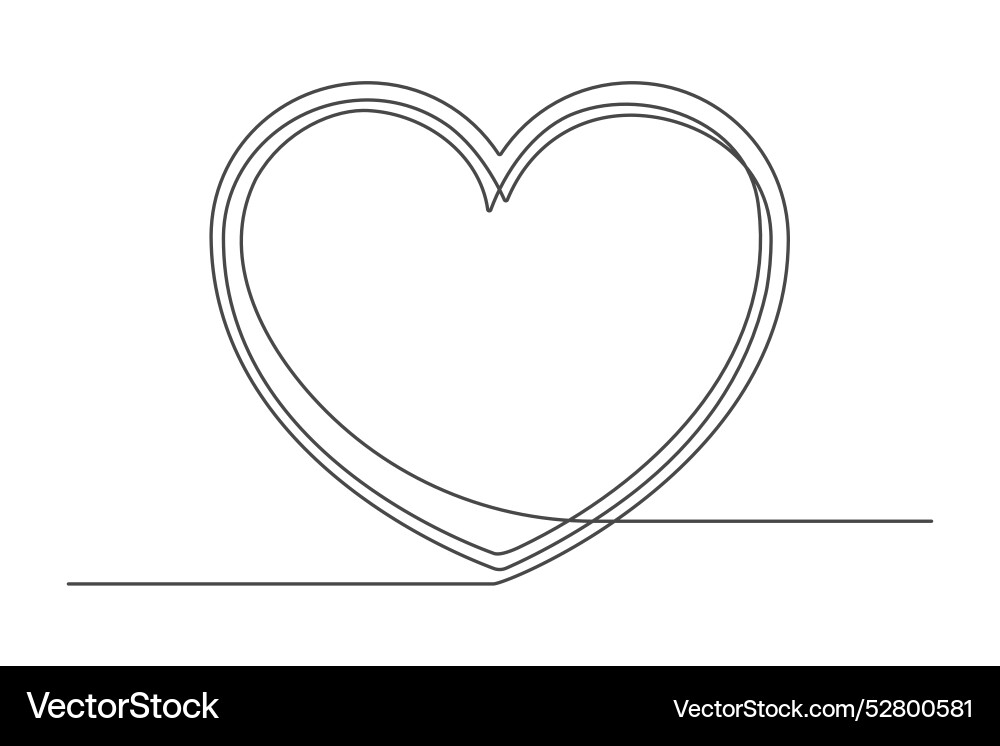 Continuous drawing of one line a heart shape vector image