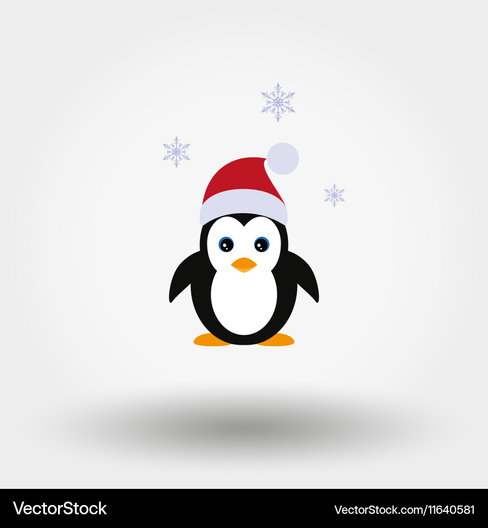 Cute Penguin in Santa Hat Vector Image